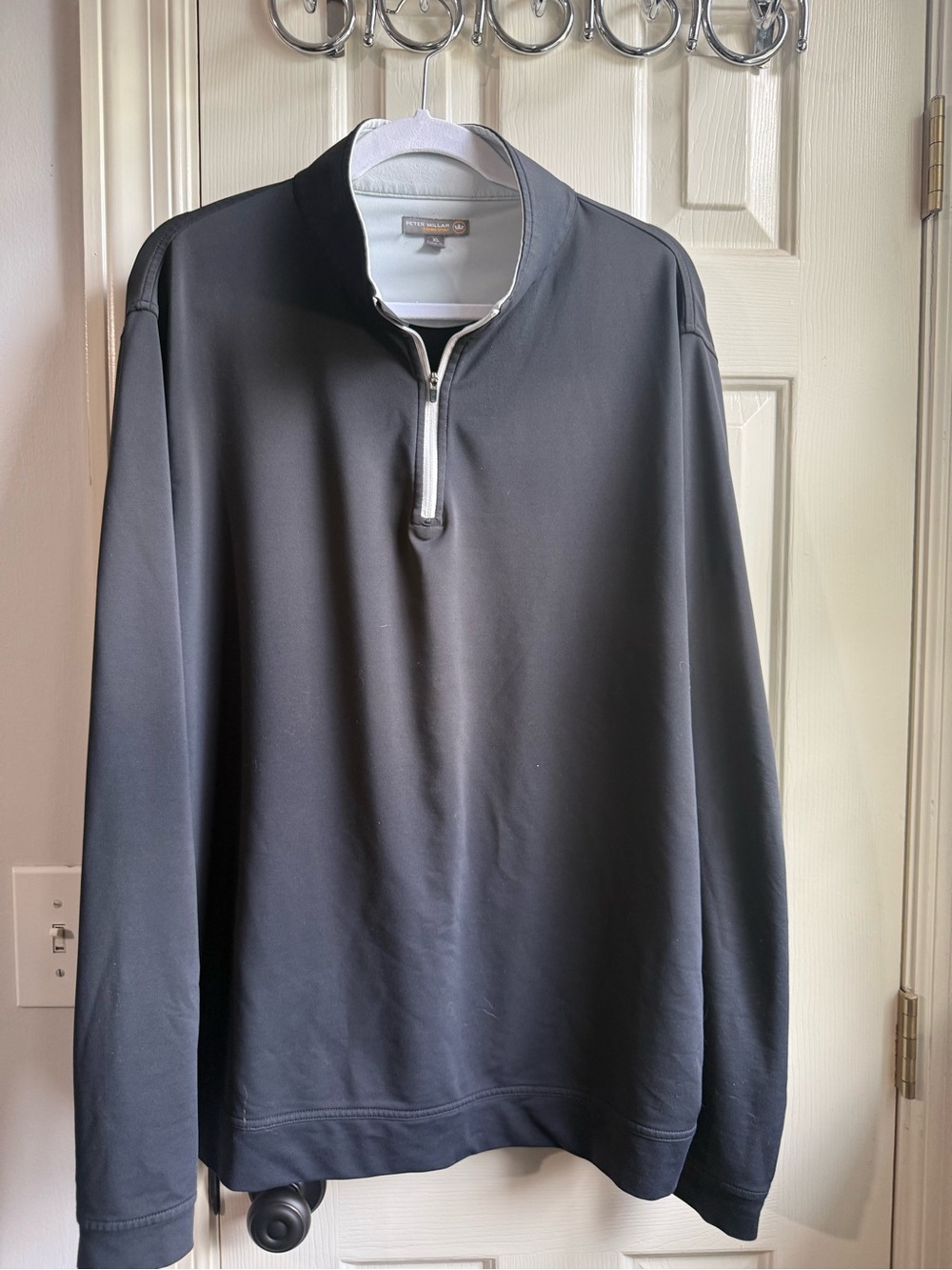 Peter Millar Men's Quarter Zip - Black with Gray Trim